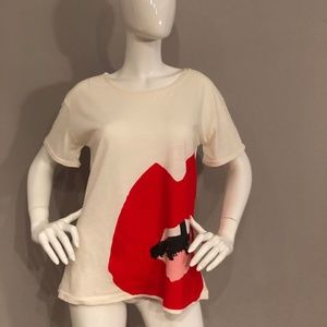 Junk Food Donald Robertson Red Lips Ex-Boyfriend White Red Adult T-shirt Size M